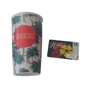 Starbucks Waikiki Traveler Ceramic Tumbler + Blank Hawaii Gift Card